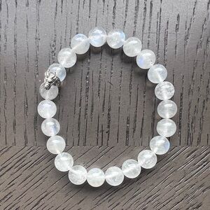 Blue moonstone with dragon head bracelet 8mm SIZE 6.5-7’